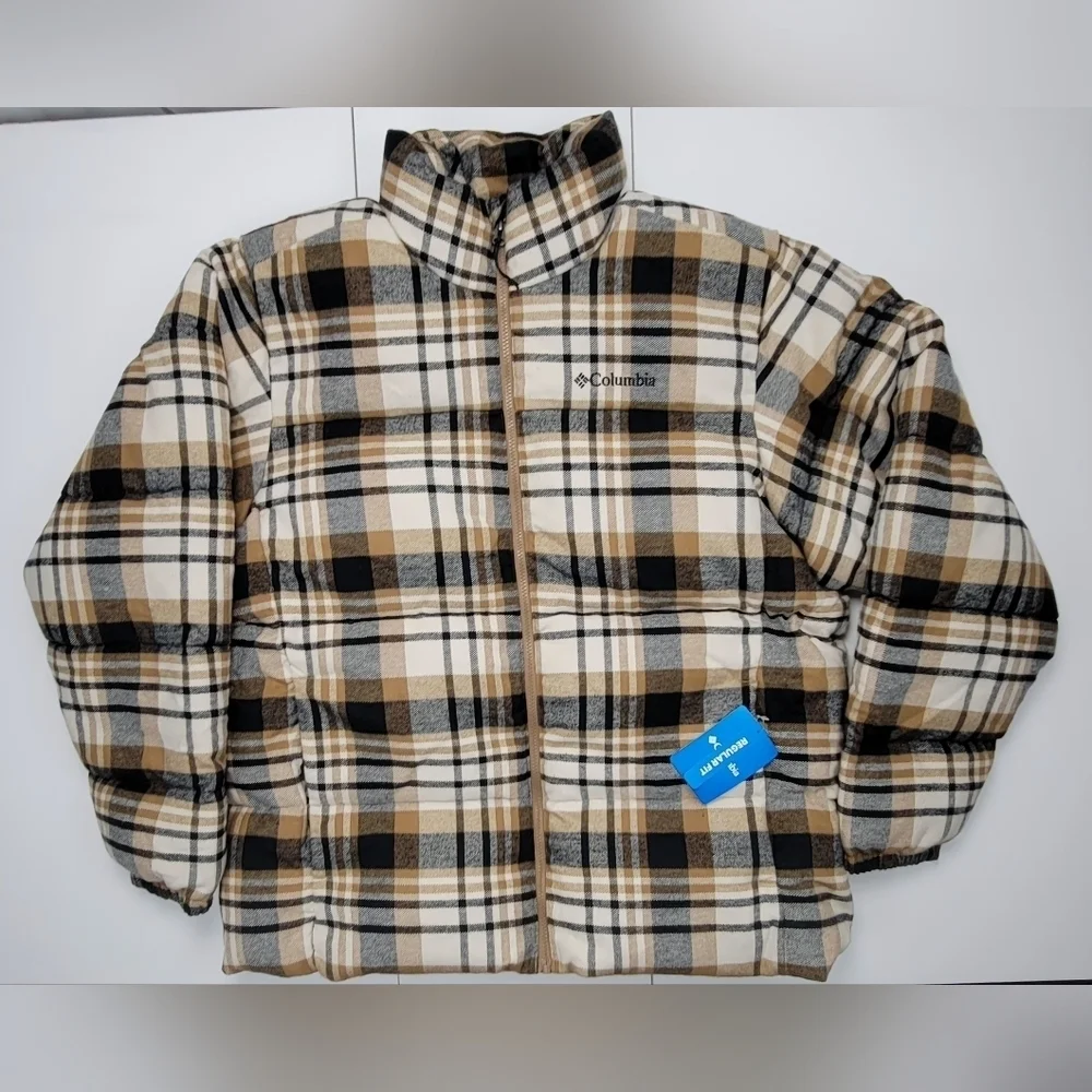 Columbia Men’s Puffect Novelty Plaid Puffer Jacket Full Zip Size Large New